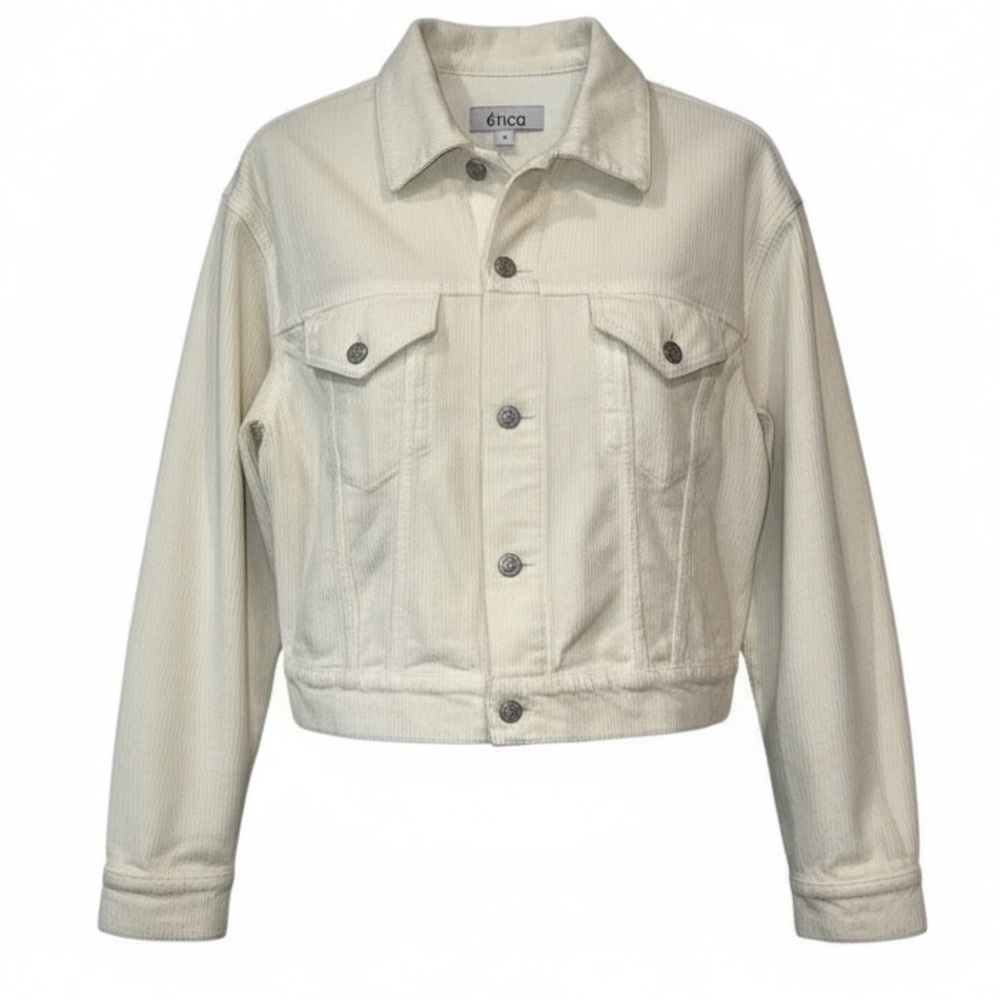 ETICA Jacket Cream Courdory Small Chelsey Mini Crop Utility Trucker Pockets NWT